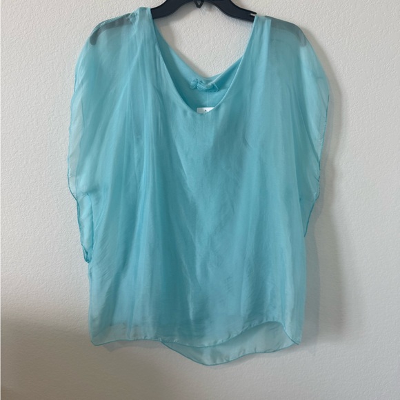 Gigi Moda Sheer Aqua Blue Women's Top - Picture 1 of 4